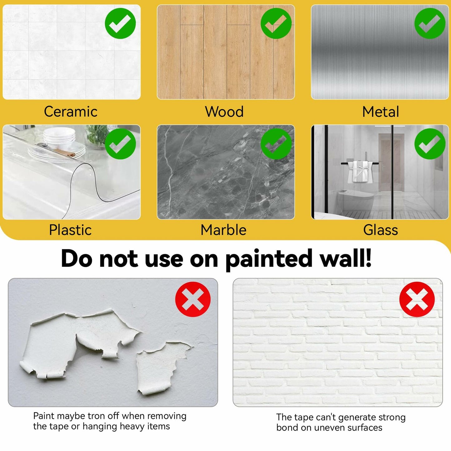 LRDUBI Heavy Duty Double Sided Tape 1.18" x 197" Clear Removable Adhesive