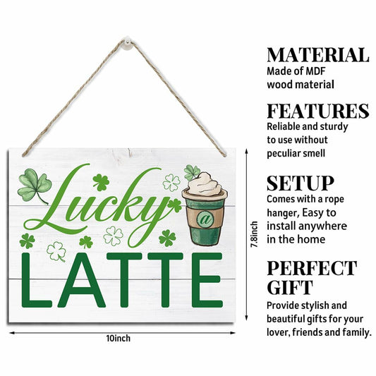 XQLSR St Patricks Day Coffee Wood Sign Irish Rustic Porch Decor