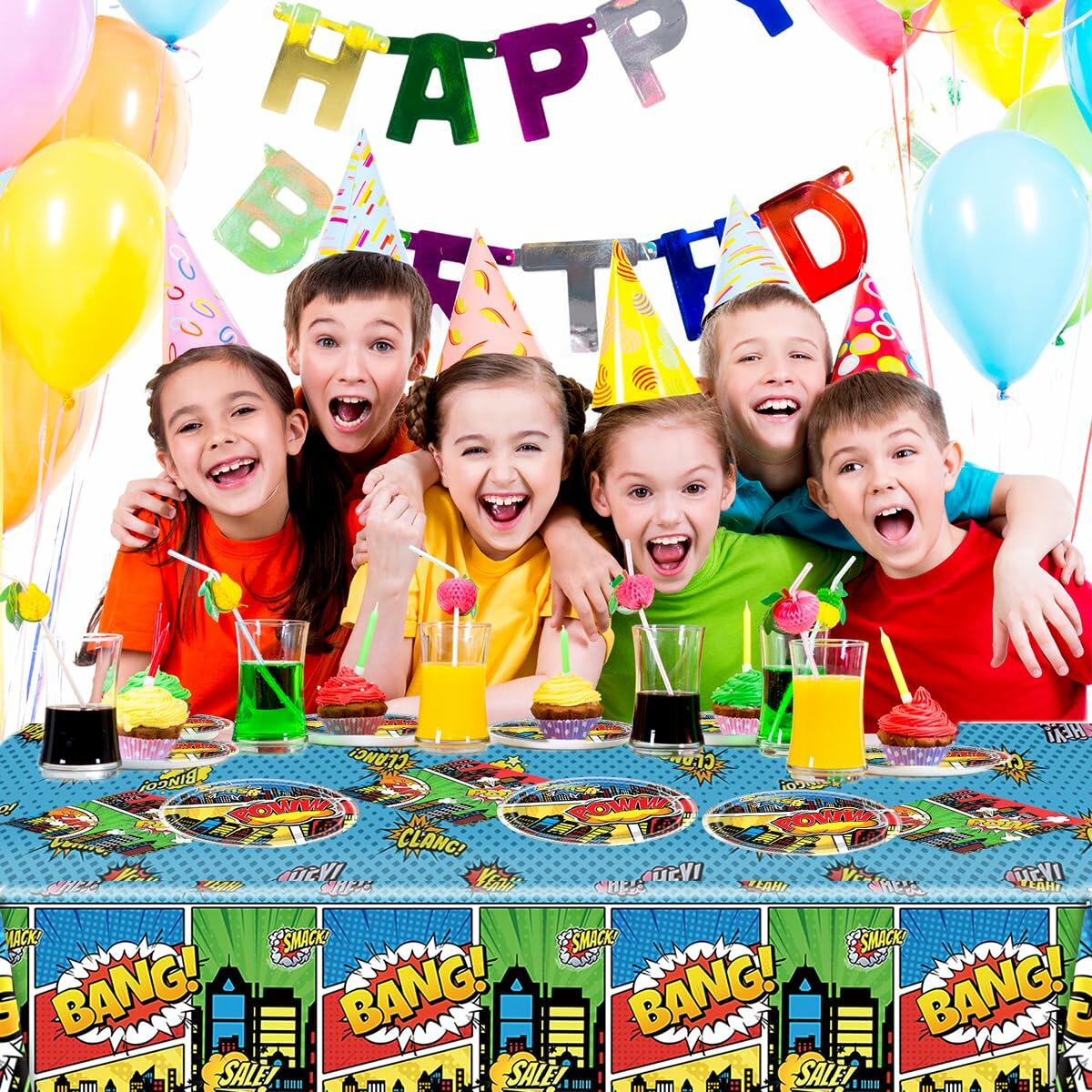 Generic 41pcs Blue Superheroes Birthday Party Tableware Plates Napkins Cloth