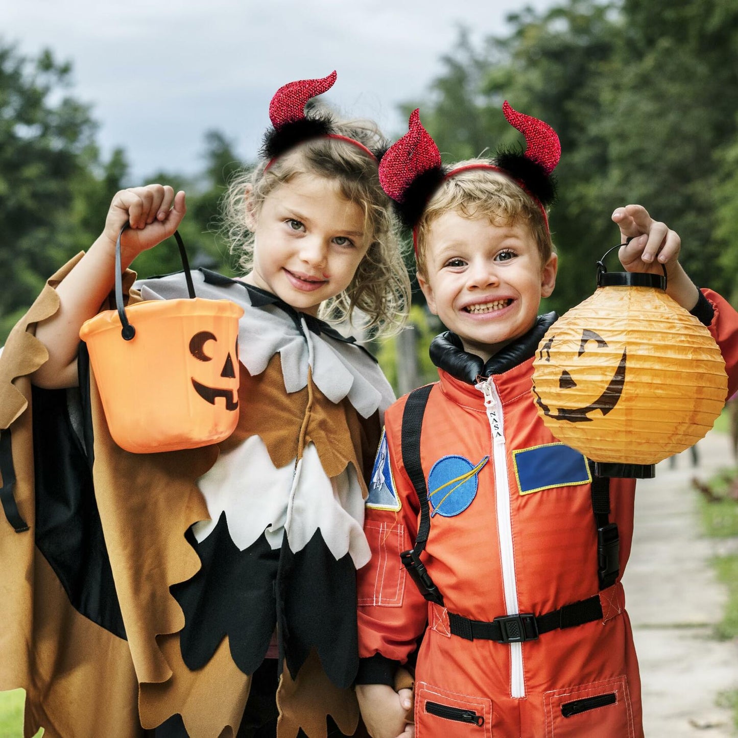 MDDRUIQI Halloween Devil Horns Headband Plus Size Women Red Green L