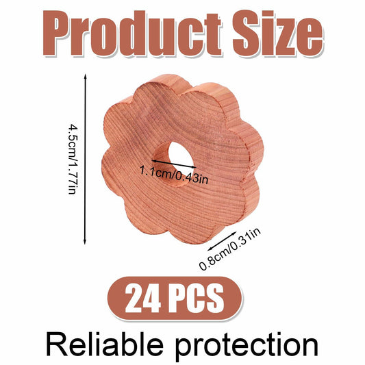 NQEUEPN Cedar Chips for Clothes Storage 24pcs 1.77x0.31in Wood Color