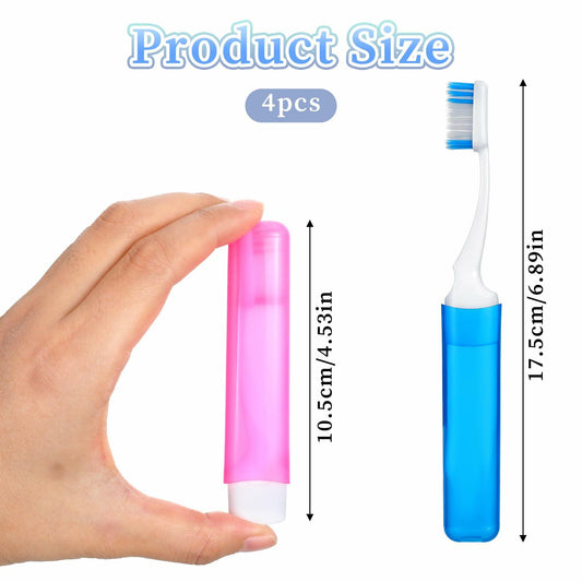 Piriuuo Travel Toothbrush Set 4 Pcs Foldable Soft Bristles 4 Colors