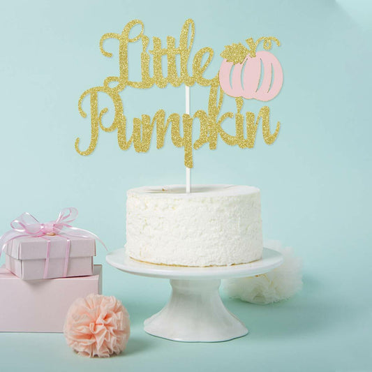 LeeSky Little Pumpkin Gold Pink Paper Cake Topper Baby Shower 1st Birthday
