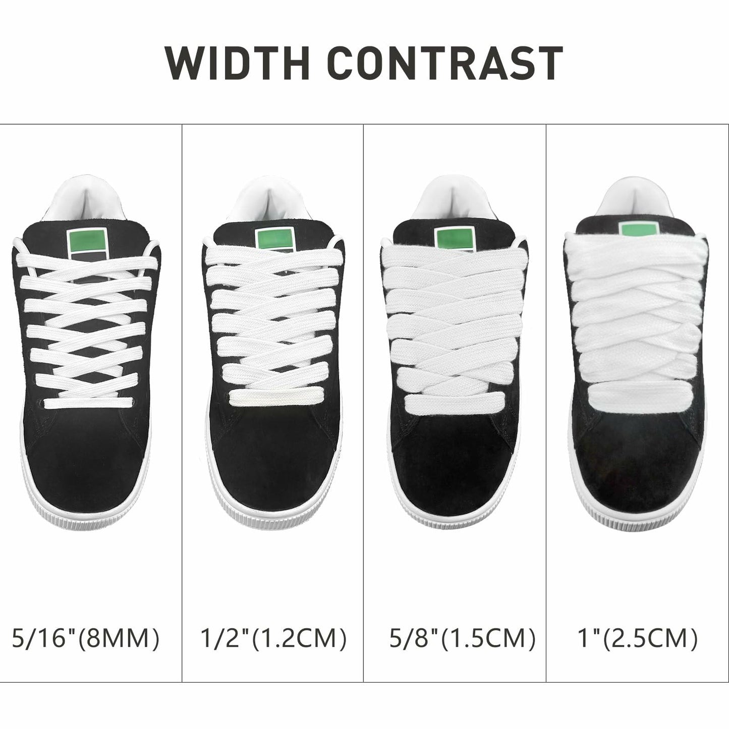 UamGlsob 8mm Double Layer Cotton Shoelaces for Puma Sneakers White 47" (120 cm)