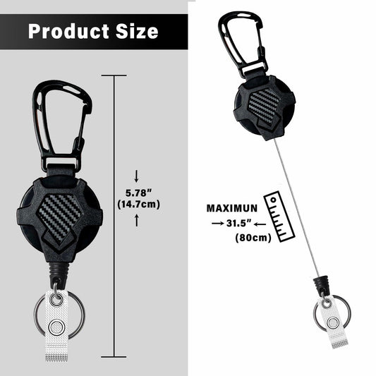 FENGCHUNS Retractable Keychain Lanyard Badge Holder Reel 32" Steel Cord 2-Pack