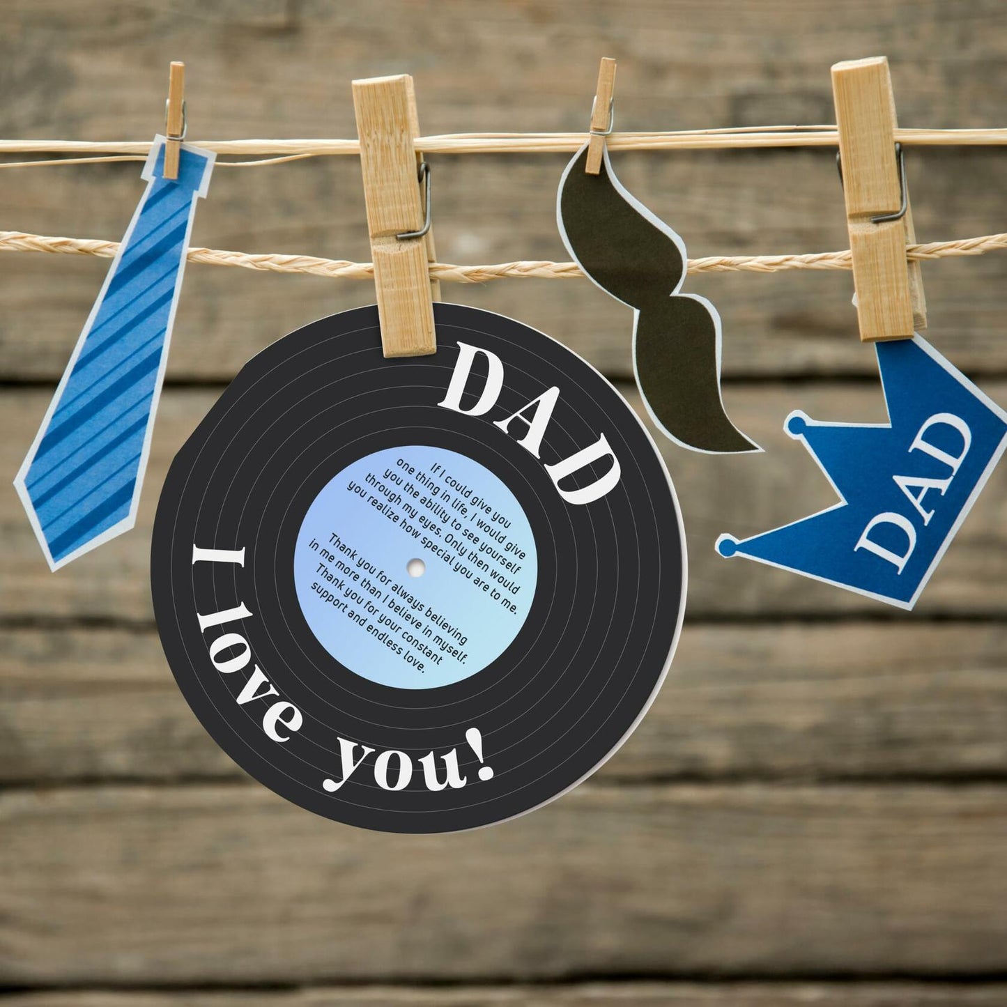 Pawzity Fathers Day Card Vintage 5.3x5.3in Single Red Envelope Dad