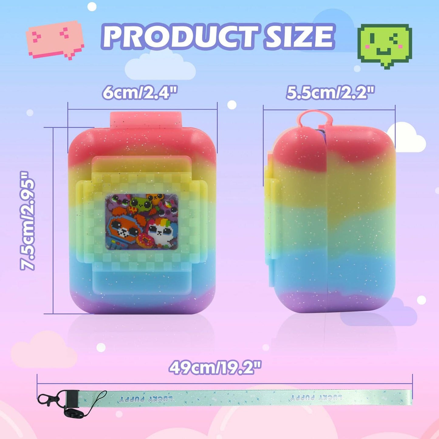 Taladad Silicone Cover Case for Bitzee Digital Pet Toy with Lanyard Colorful