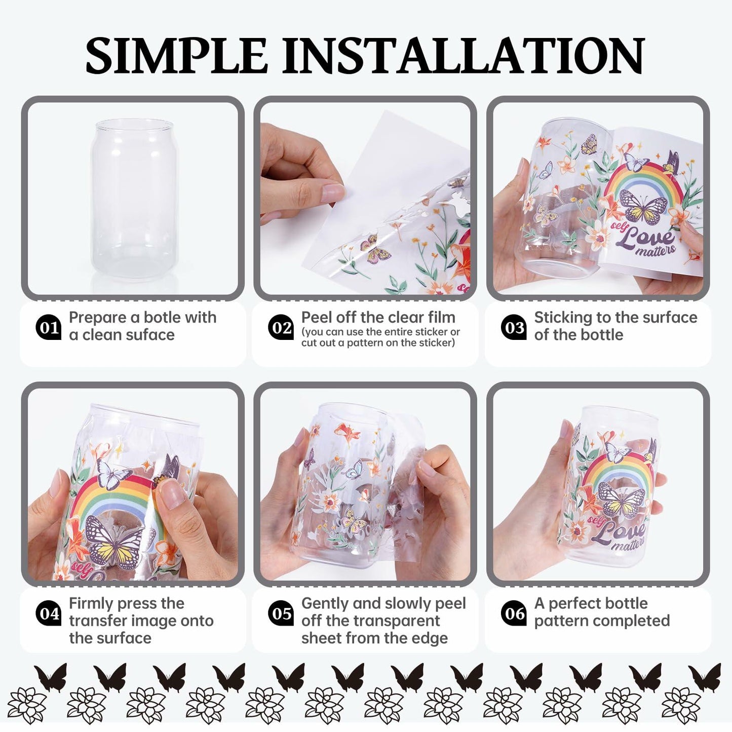 AFRITEE UV DTF Cup Wraps 20 Sheets 16-20oz Tumbler Black Cat Hippo Dog