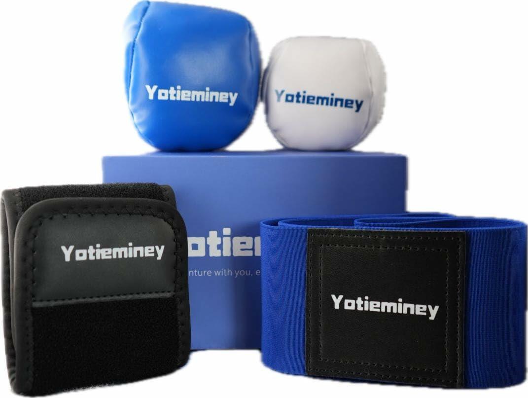 Yotieminey Golf Swing Trainer Aid Set Wrist Strap Training Ball Blue White Black