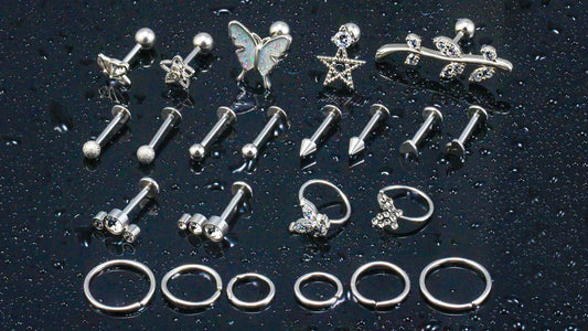 Oufksiyy 16G Surgical Steel Purple Rainbow Tragus Piercing Jewelry