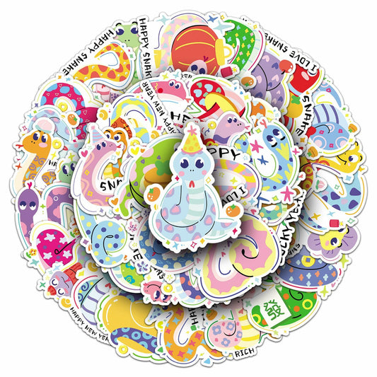 YINFENGKANHAI 50 Pcs Kawaii Snake Stickers Waterproof Vinyl Cartoon Decals