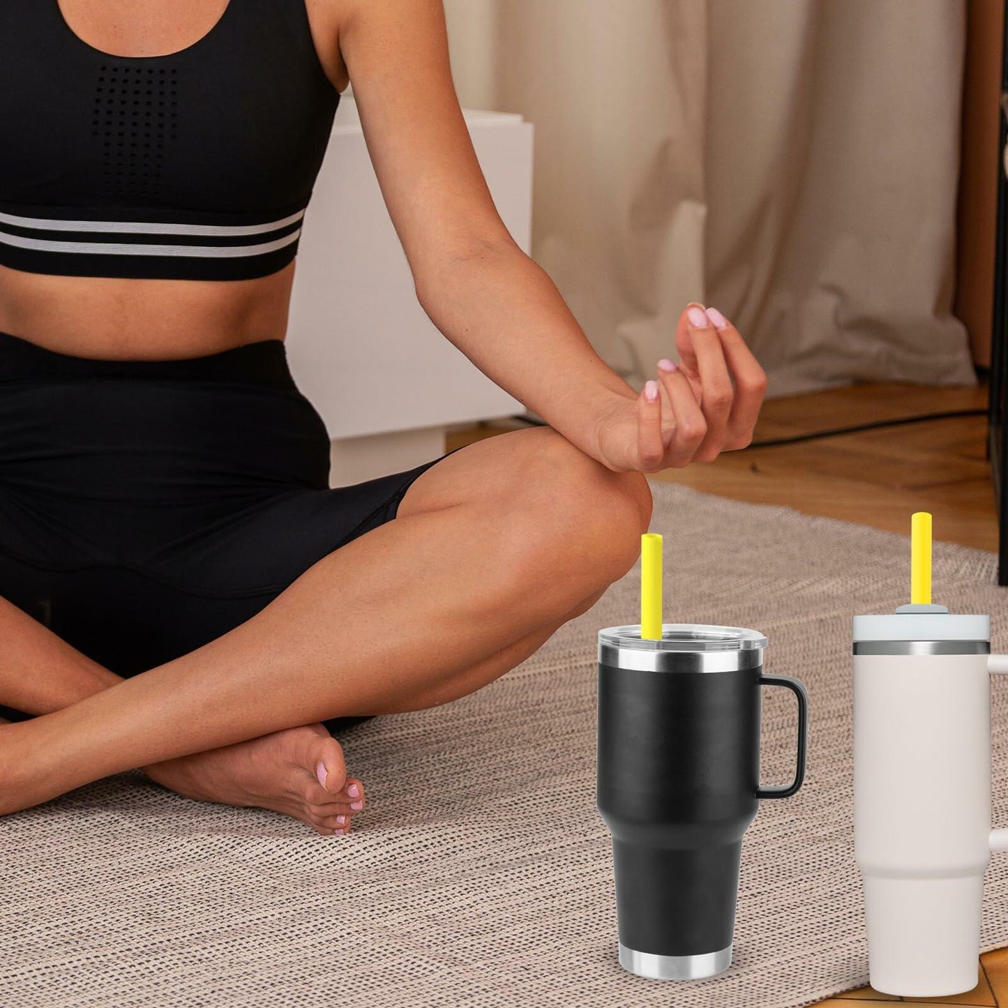 PEUTIER 6pcs Reusable Replacement Straws for Yeti Rambler 25/26/35oz Yellow