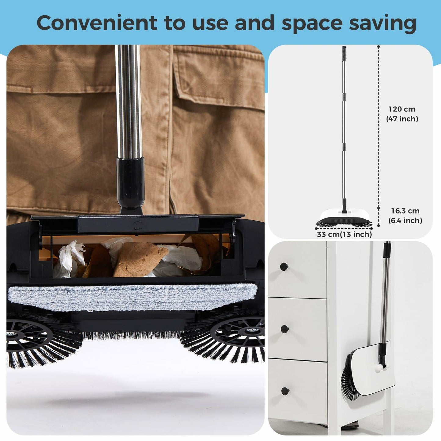 SumYanHing Sweeper Cleaner with 7 Replacement Parts for Hardwood Floors Blue