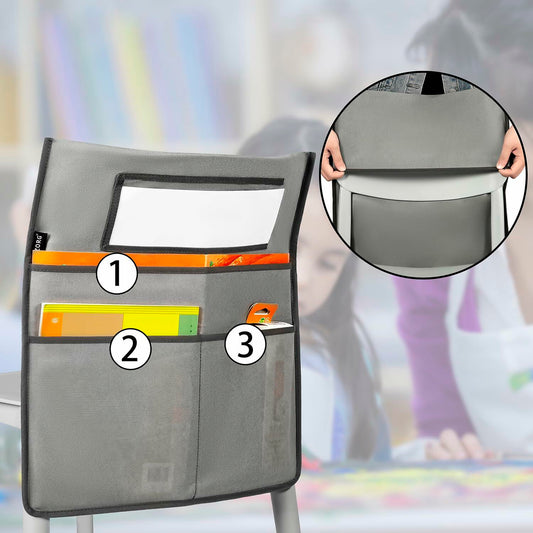 ANZORG Chairback Buddy Pocket Chart Classroom Organizer Grey 12 Pack