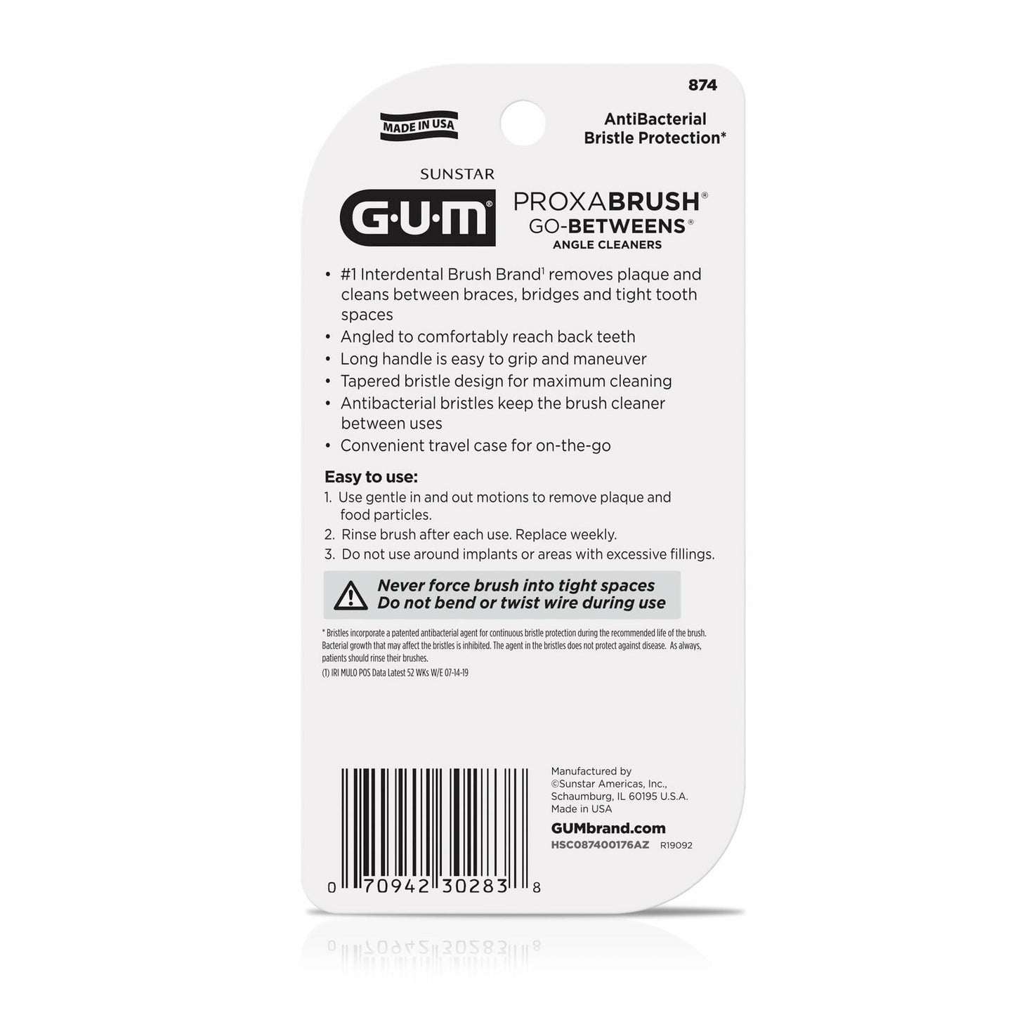 GUM Proxabrush Go-Betweens Angled Soft Interdental Brushes 4 Count Green