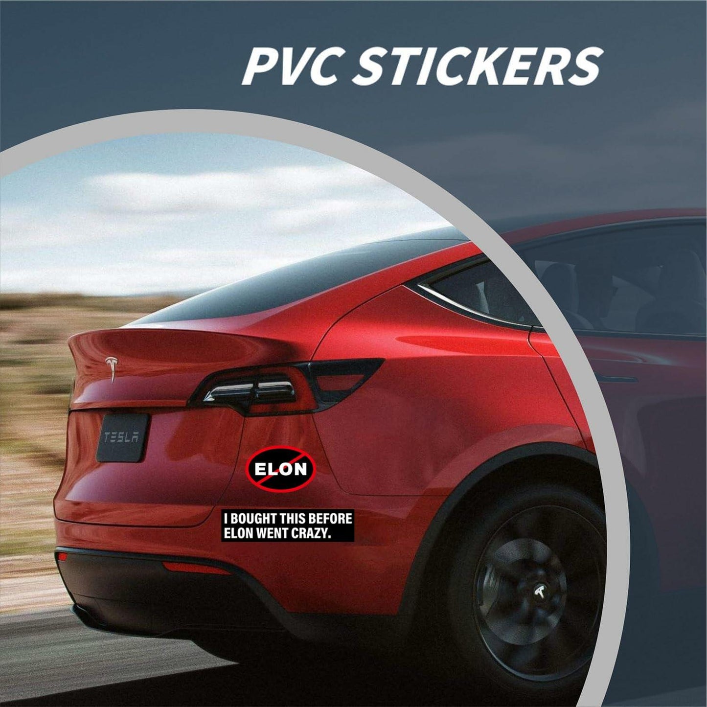 Generic 6PCS Waterproof Elliptical No Elon Window Bumper Stickers Black White