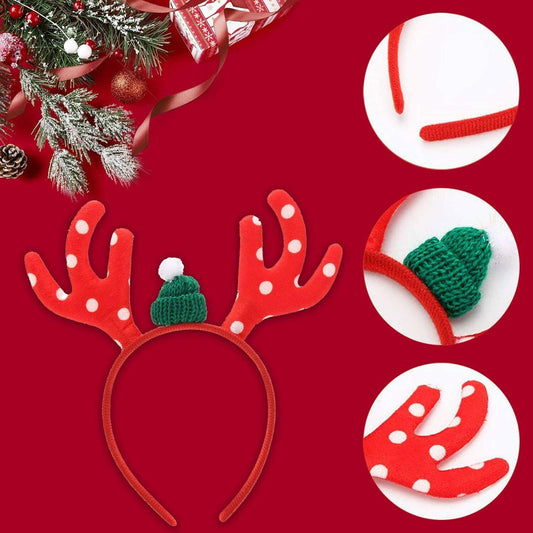 QUNQINLI Christmas Deer Antlers Headband Plush Red Style F 1PCS