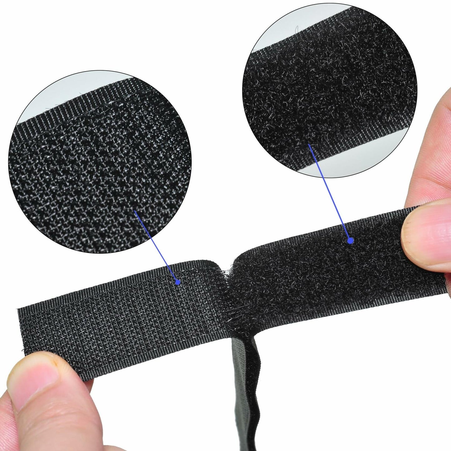 BQS 6 Yards Sew On Hook Loop Strips Nylon Fastener Black 1" Width