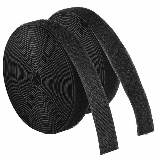BQS 6 Yards Sew On Hook Loop Strips Nylon Fastener Black 1" Width