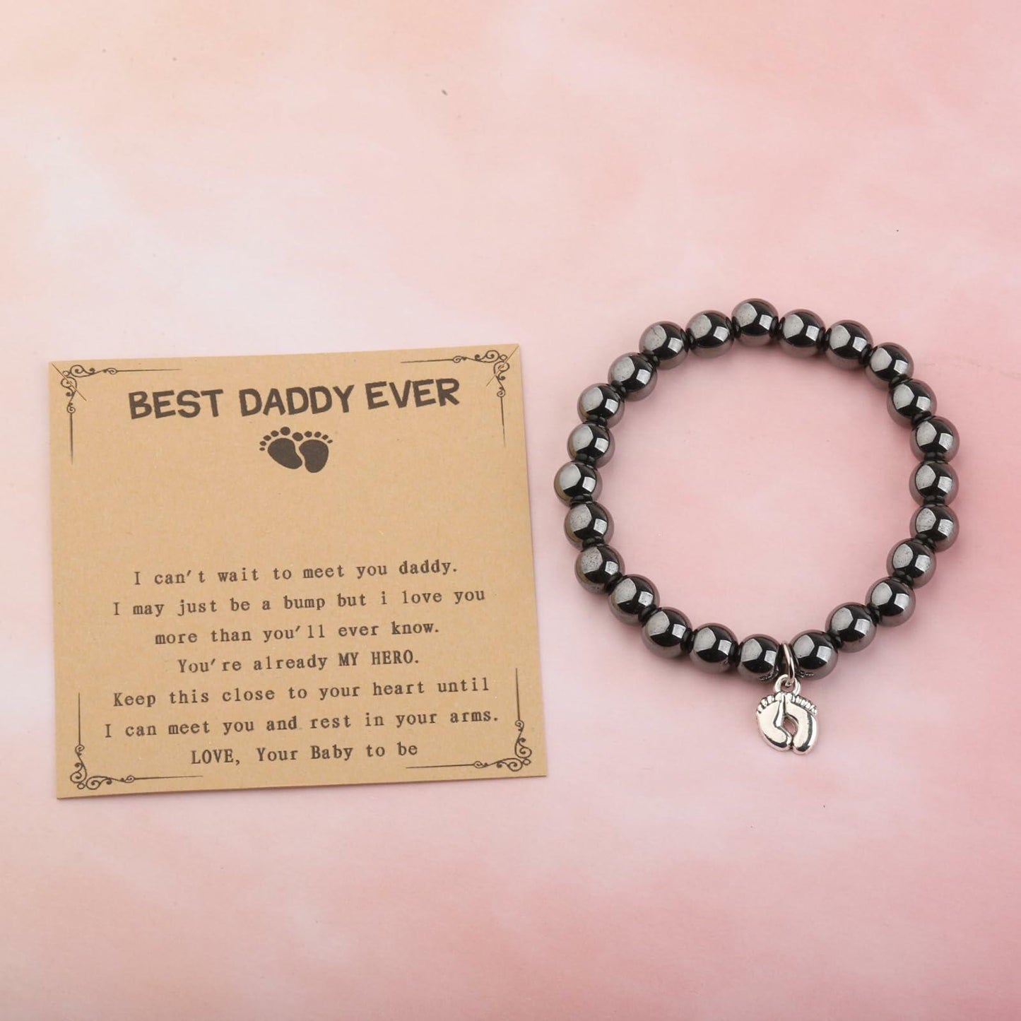 LQRI Bead Bracelet New Dad Gift Daddy To Be Pregnancy Announcement Small
