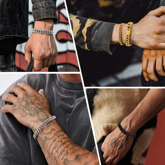 Kindoo Stainless Steel Cuban Link Bracelet 7mm Gold 8.6in