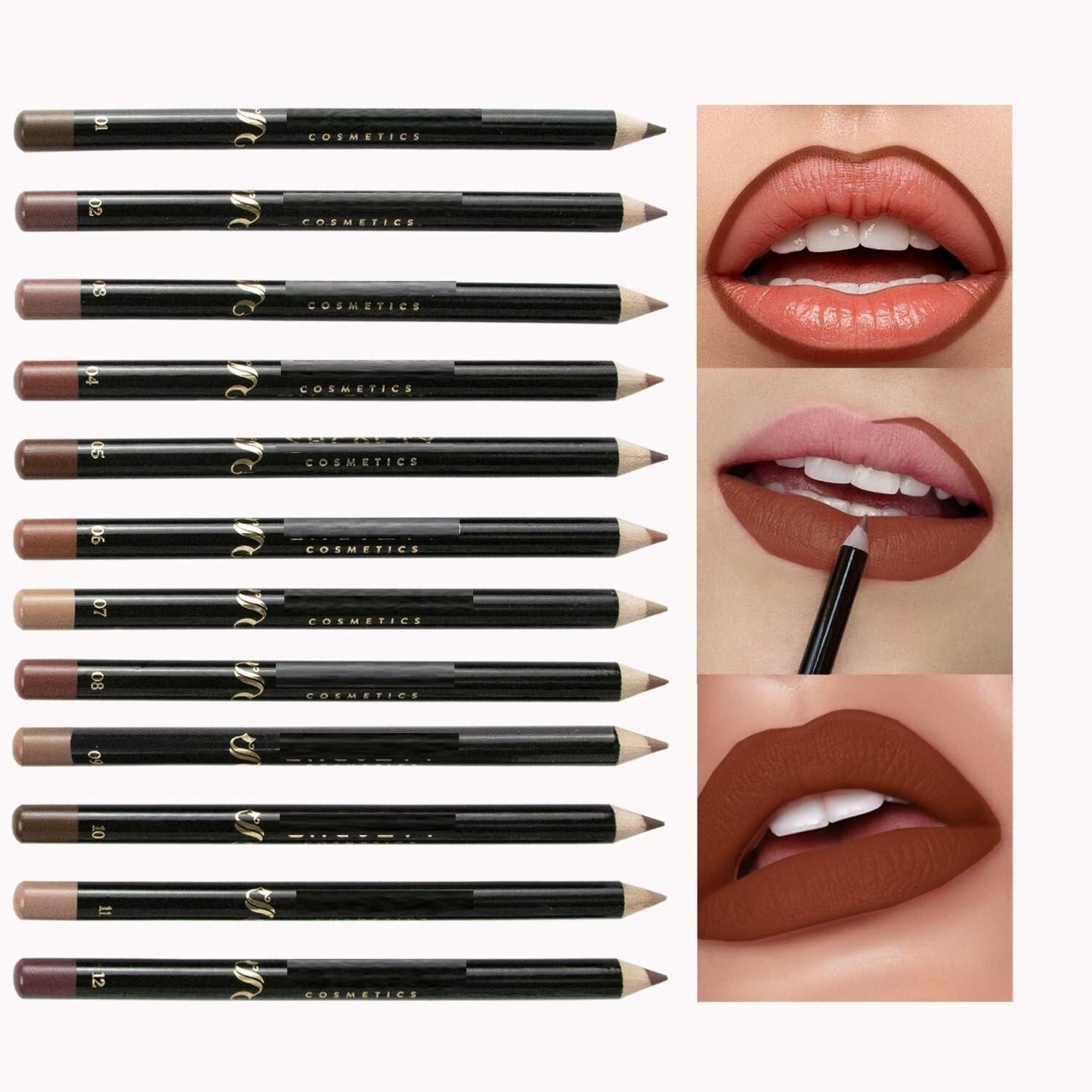 MAEPEOR Nude Lip Liner Set 12 Colors Matte Waterproof Long Lasting 1.06oz