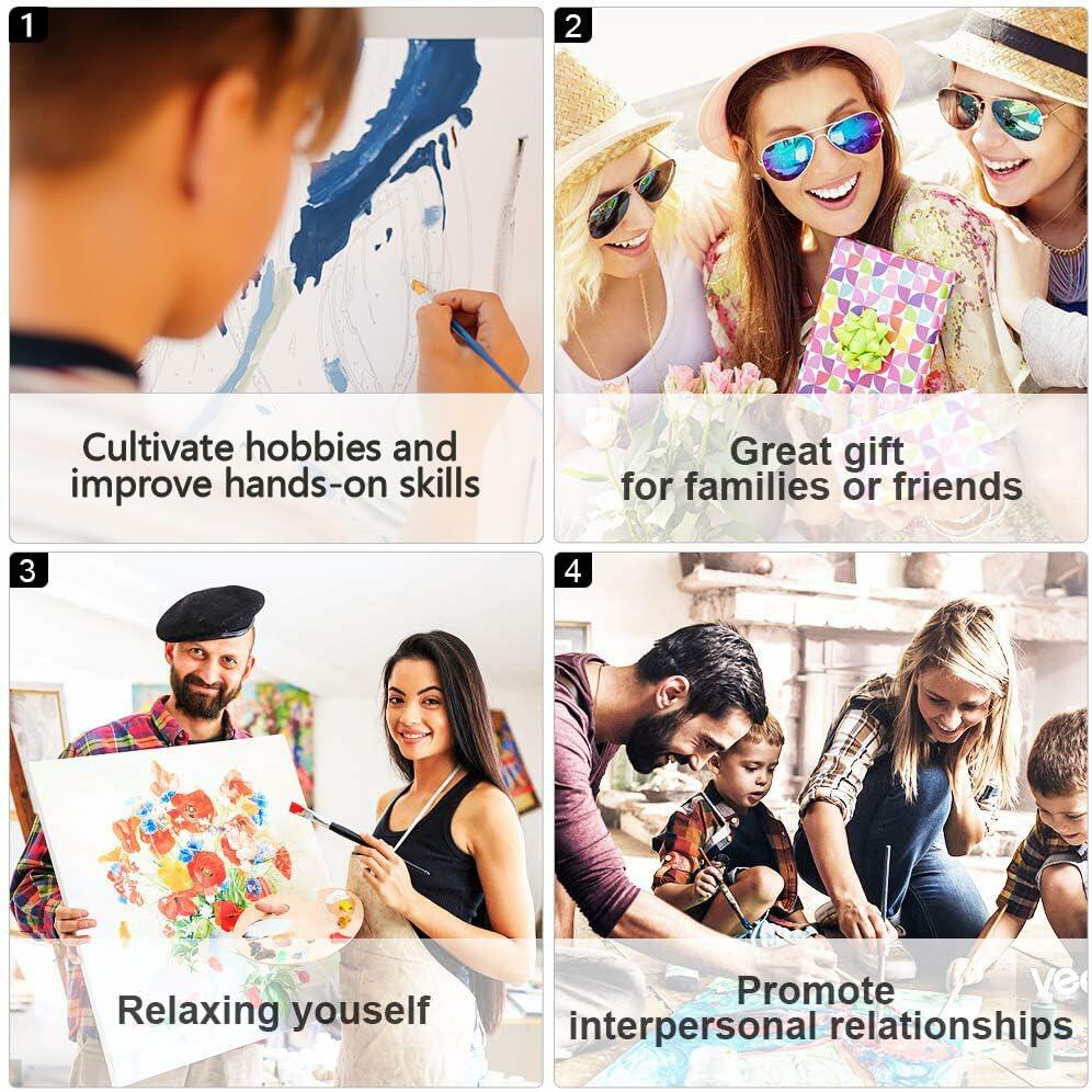 TUMOVO Flowers Paint by Numbers Kit DIY Acrylic Painting 16x20 Inch Canvas