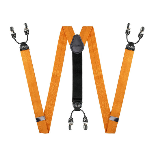 Alizeal Paisley Suspenders Bow Tie Pocket Square Set Men Orange Size One Size