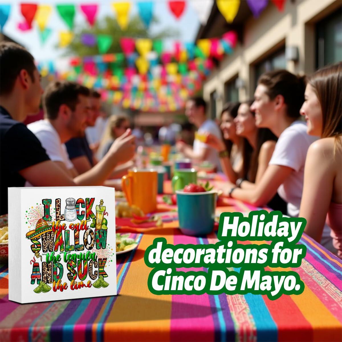 MIOOKISS Cinco De Mayo Rustic Wooden Box Sign 5x5 inch I Lock The Salt