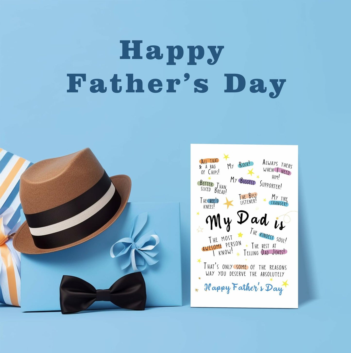 IDU Funny Fathers Day Card for Dad Humorous Gift from Kids Color ZN169