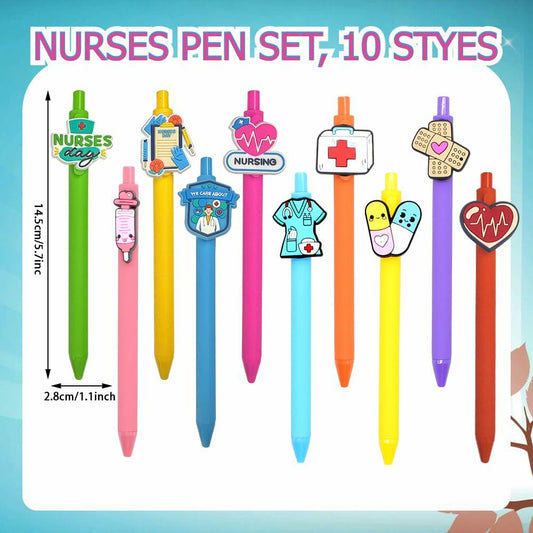 BAISDY 10pcs Nurse Pens Cute Nursing Student Essentials Black Ink