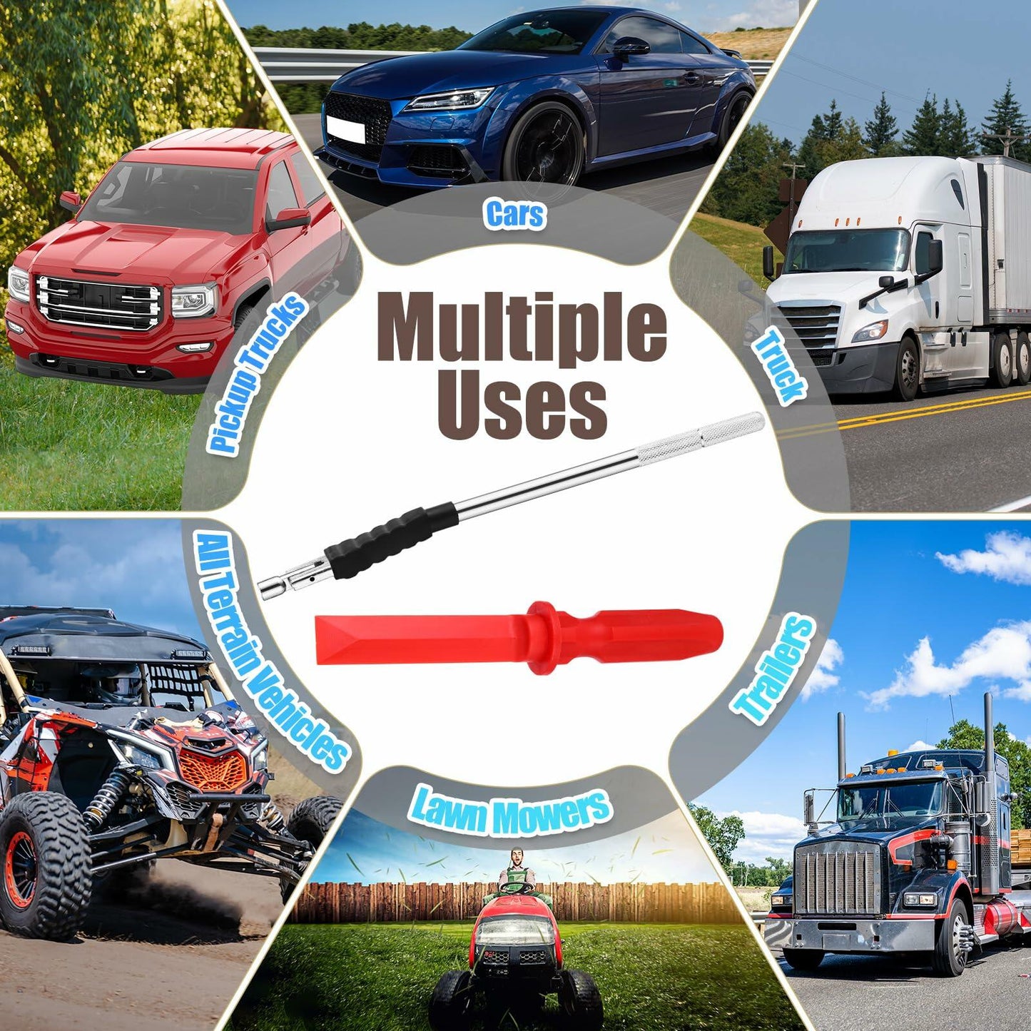 Tallew 2 Pcs Tire Valve Stem Puller & Scraper Tool Set with Rubber Boot