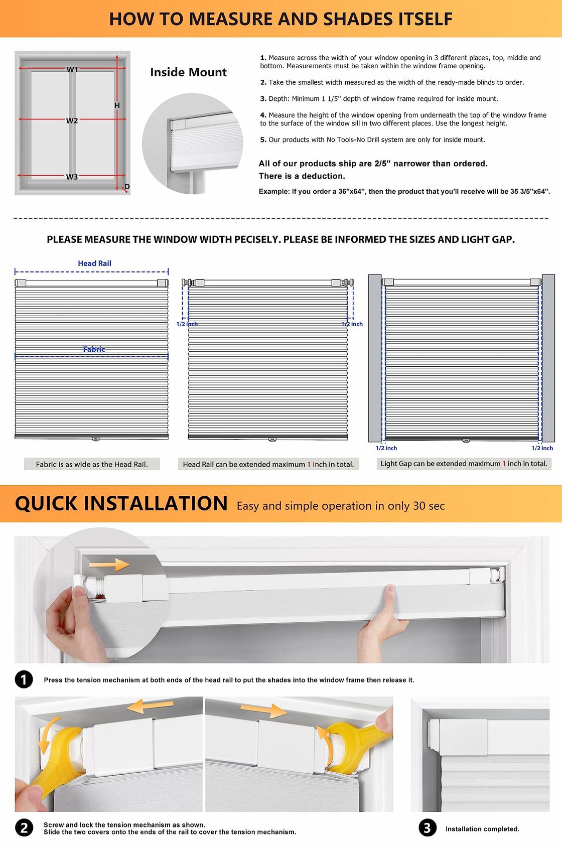 LazBlinds Cordless Cellular Shades Honeycomb 40x64 Colorful Butterflies