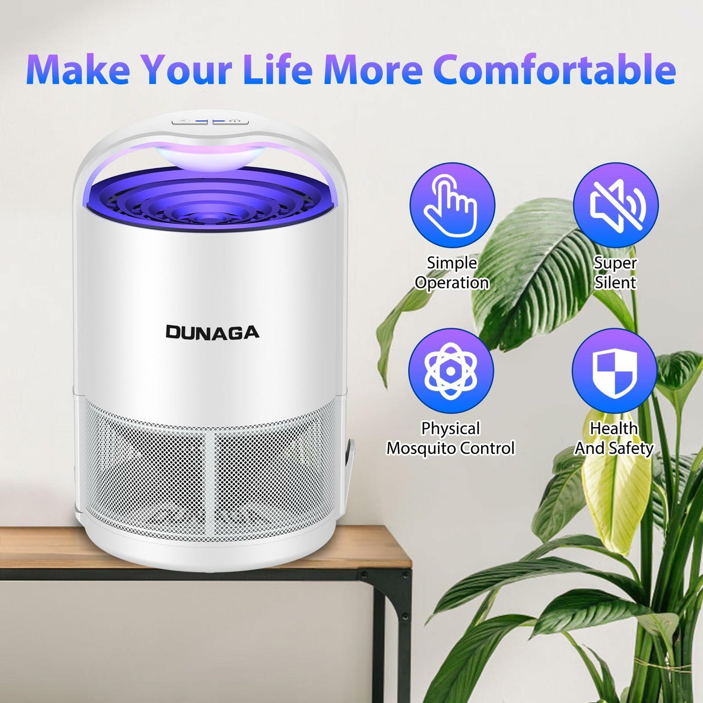 DUNAGA Fly Traps Indoor with 10 Sticky Glue Boards White Bug Zapper