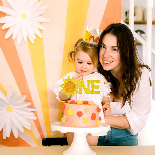 JeVenis 2pcs First Trip Around the Sun Birthday Hat Boho Sun Party Decoration