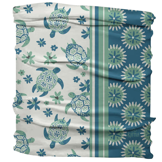 Karma Turtle Headband Fabric Hair Scarf White Blue Size Medium