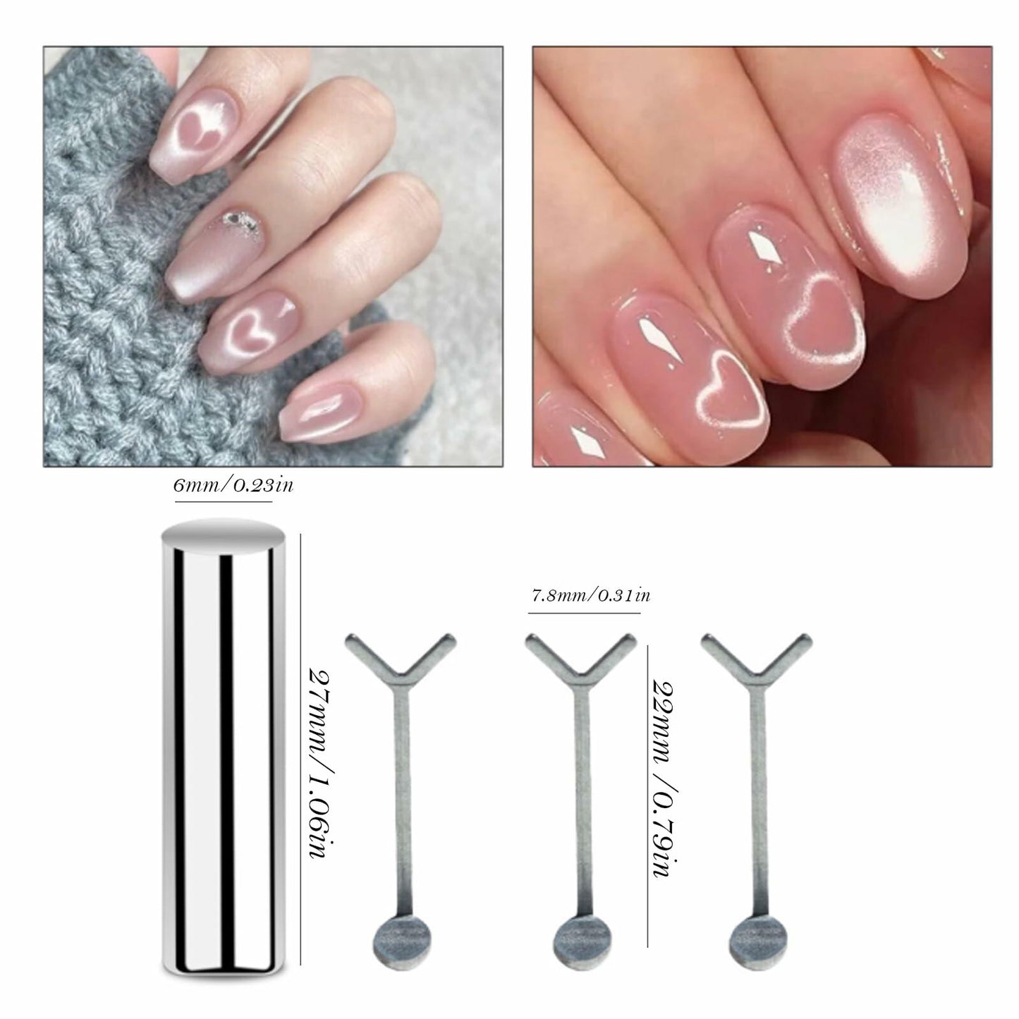 KooluWin 5 Pack Heart Cat Eye Gel Polish Magnets Black with Y-Shaped Guide