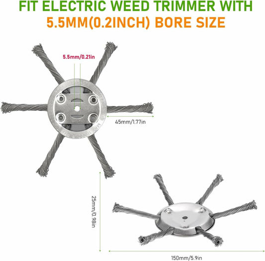 Generic Steel Wire Grass Trimmer Head 6in 0.2in Spindle Silver 2Pack