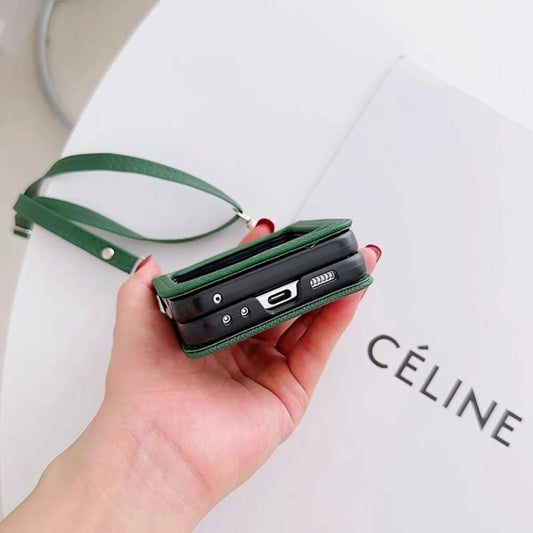 Duboby Samsung Galaxy Z Flip 6 Case Card Holder Lanyard Hinge Protection Orange