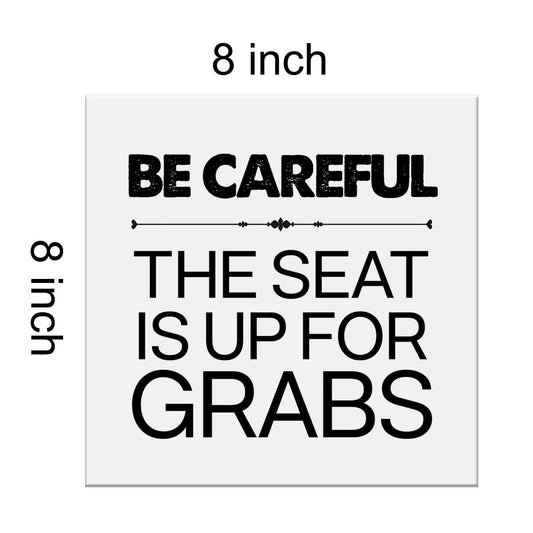 Heijie Humorous Bathroom Canvas Wall Art Framed Print 8x8 Inch Wood Modern