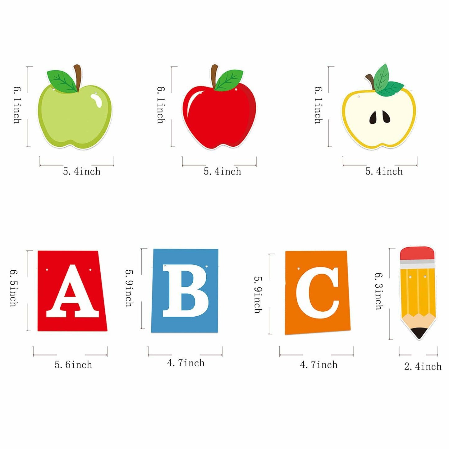 HYELNHUA ABC Apple Alphabet Party Banner Red Pink Back to School Decor