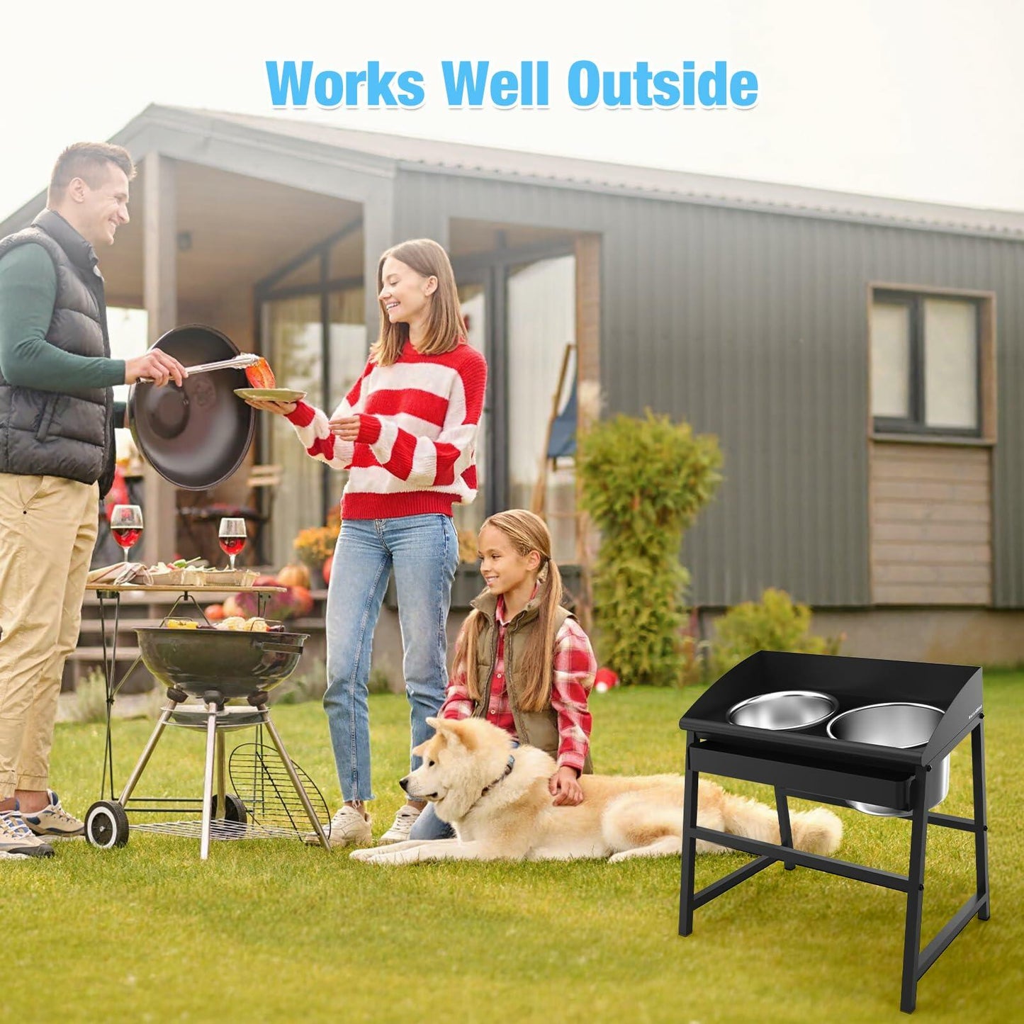 Bobbie & Laxi Elevated Dog Bowls Large Breed 15" Tall Metal Spill Proof Black