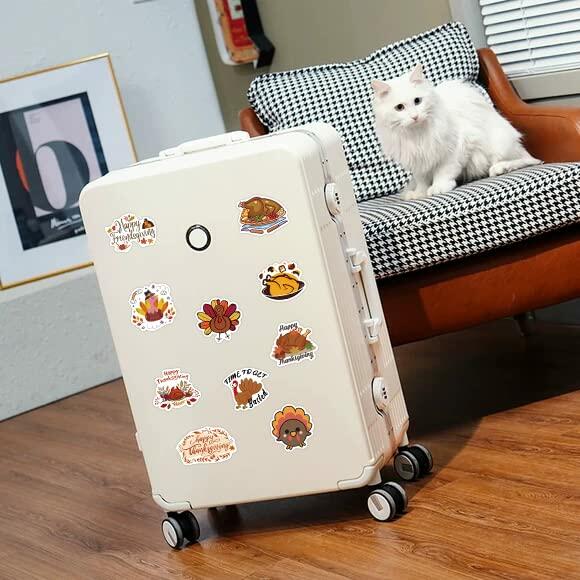 QQUK Thanksgiving Pumpkin Stickers Pack 100 Pcs Waterproof Brown Fall Decals