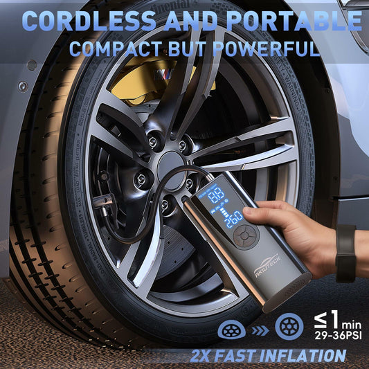 Akiuteck Portable Tire Inflator 150 PSI Cordless Air Pump Black 20000mAh