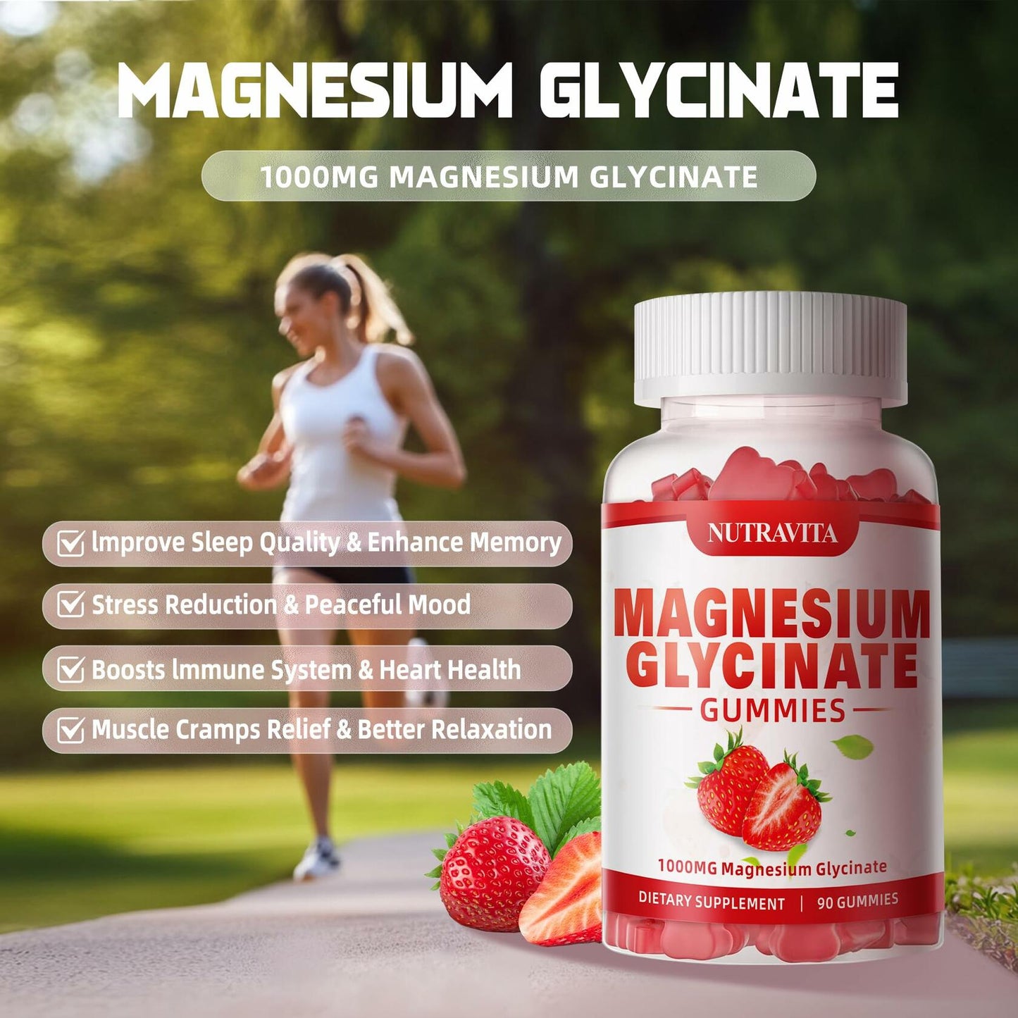 BESTBY 09/26 Nutravita Magnesium Glycinate Gummies 1000mg L-Threonate VitD B6