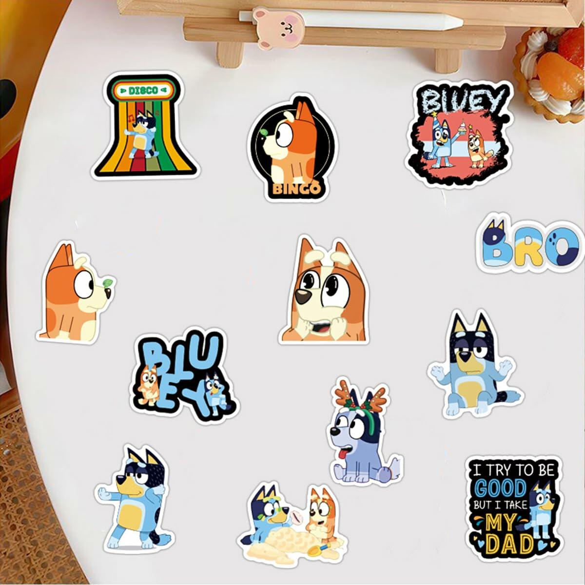 Kiislee 55Pcs Cartoon Blue Waterproof Vinyl Stickers for Kids Teens