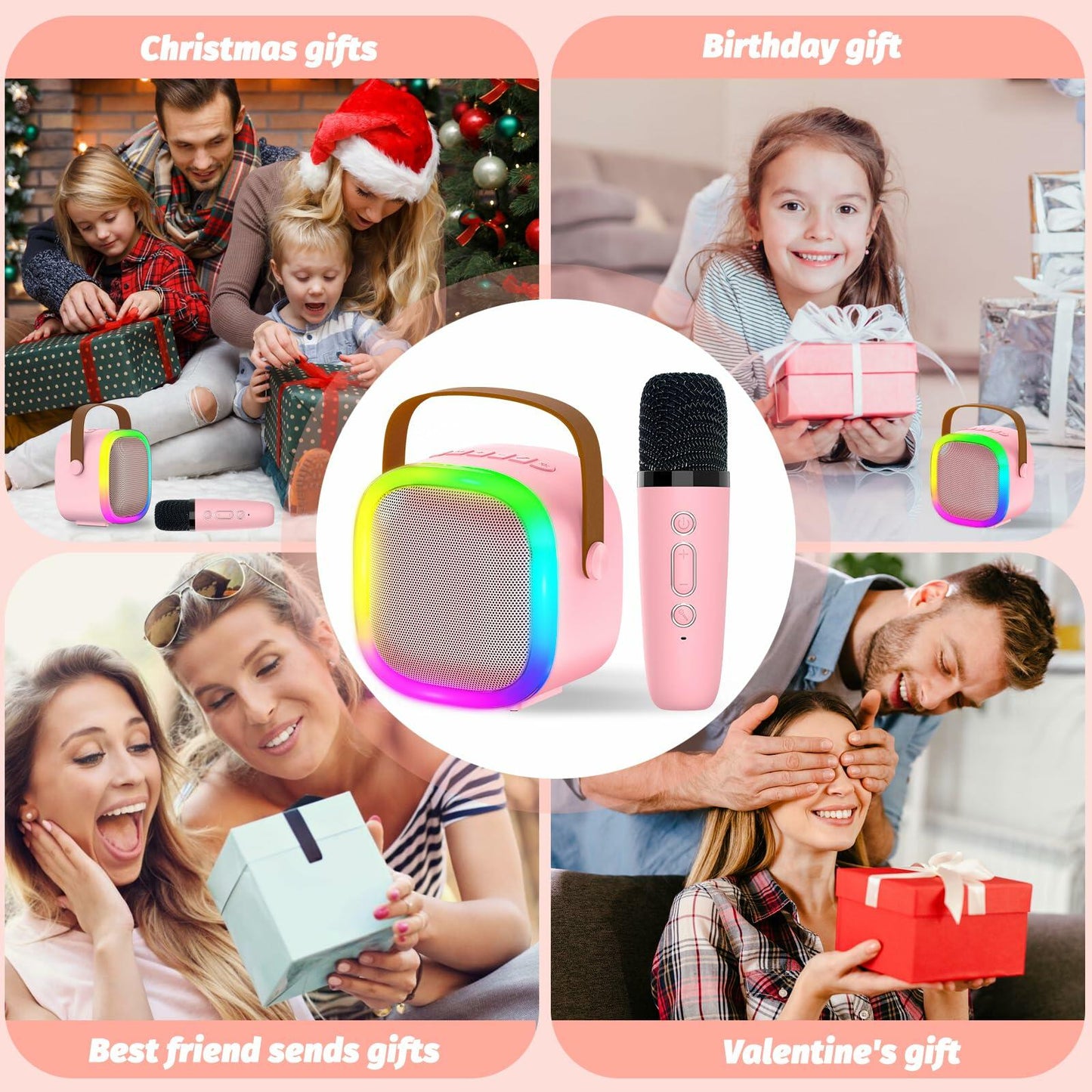 OUTUVAS Karaoke Microphone Machine for Kids Ages 4-12 Pink