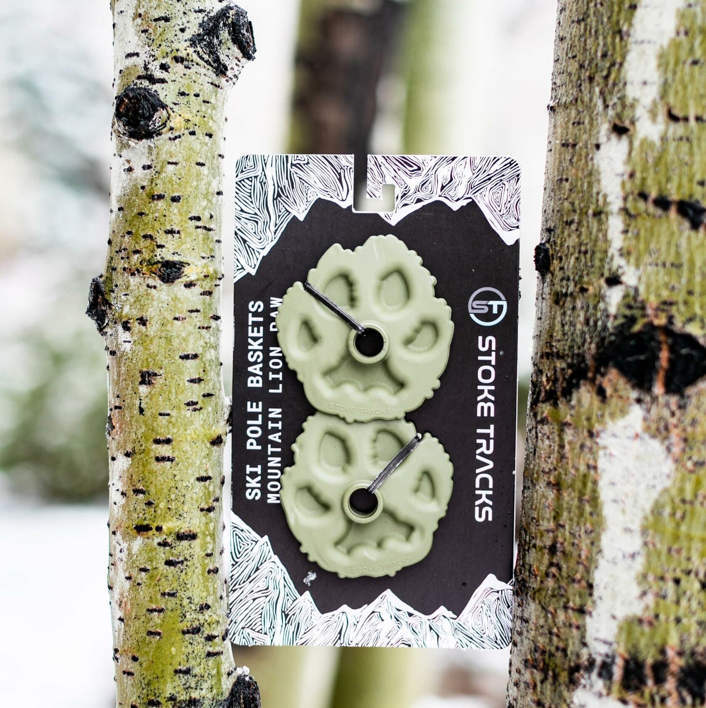 Stoke Tracks Mountain Lion Paw Ski Pole Baskets Lion Aubergine