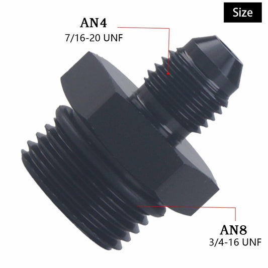 YOMIRACING 6AN Male Flare to 8AN 1/4NPT Aluminum Fuel Rail Adapter Black 2pc