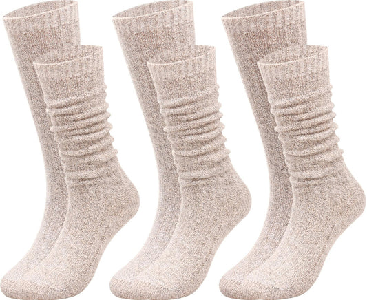 TINTAO Women Winter Wool Cable Knit Knee High Boot Socks 3 Pairs Size 5-11 A06